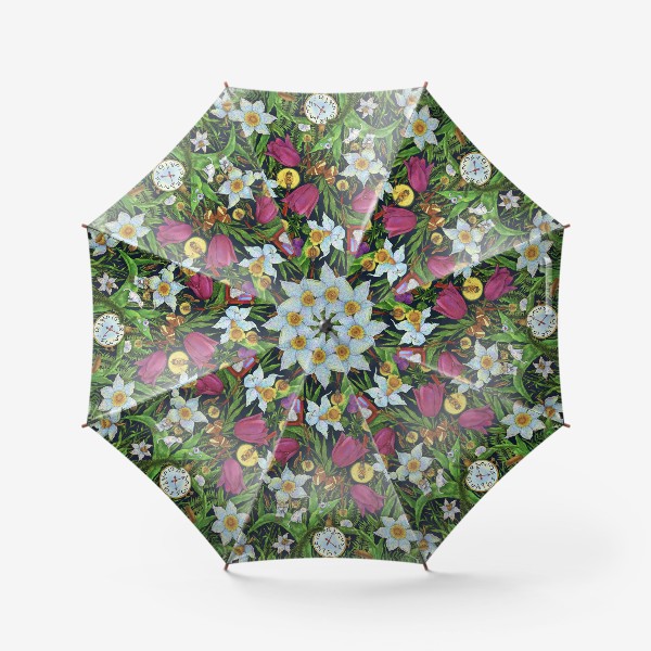 Зонт «Старая сказка в саду с тюльпанами и нарциссами»
