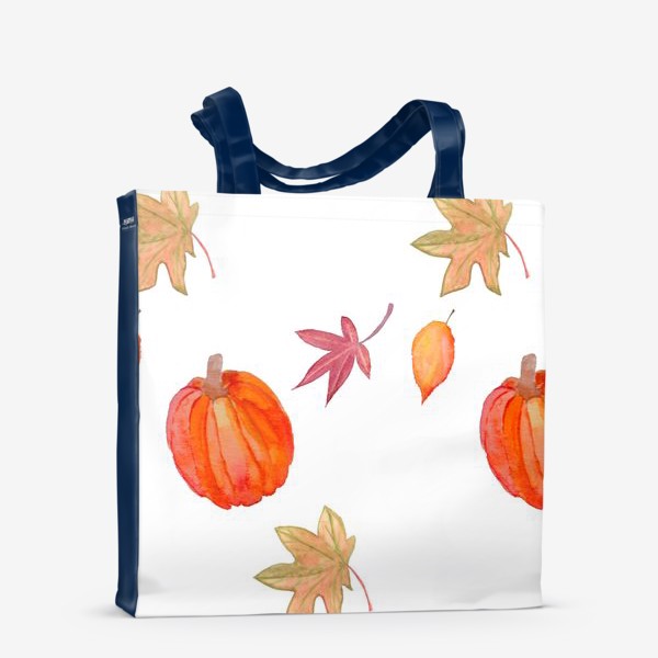 Сумка-шоппер &laquo;Осенний паттерн с листьями и тыквой&raquo;