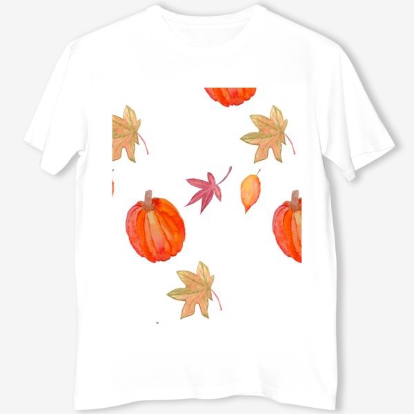 Футболка &laquo;Осенний паттерн с листьями и тыквой&raquo;