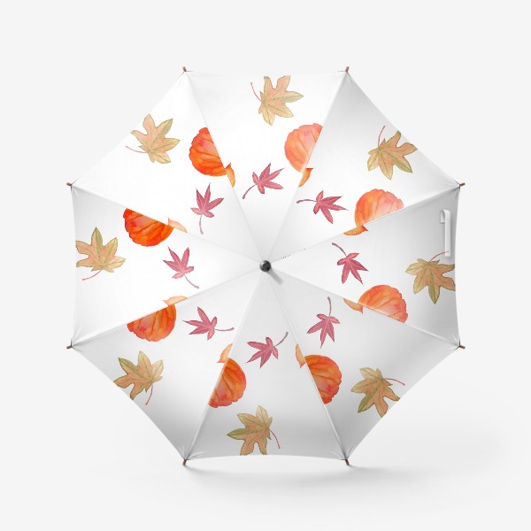 Зонт «Осенний паттерн с листьями и тыквой»
