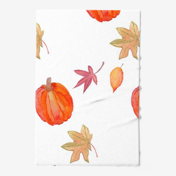 Полотенце «Осенний паттерн с листьями и тыквой»