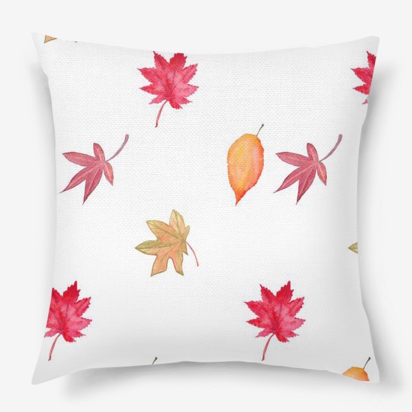 Подушка «Осенний паттерн с листьями»