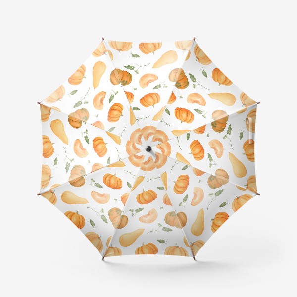 Зонт &laquo;Осенние тыквы. акварельный принт на белом фоне&raquo;