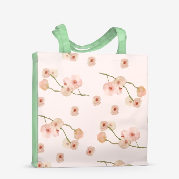 Сумка-шоппер «Паттерн цветы сакуры на розовом»