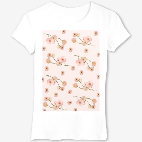Футболка «Паттерн цветы сакуры на розовом»