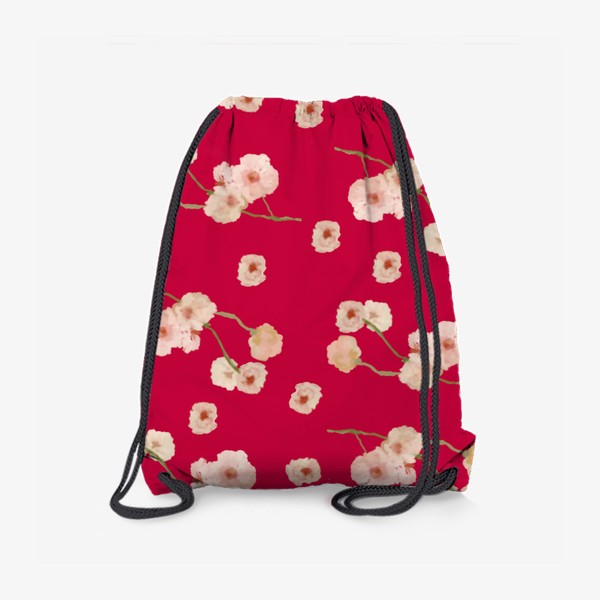 Рюкзак «Паттерн цветение сакуры на красном»
