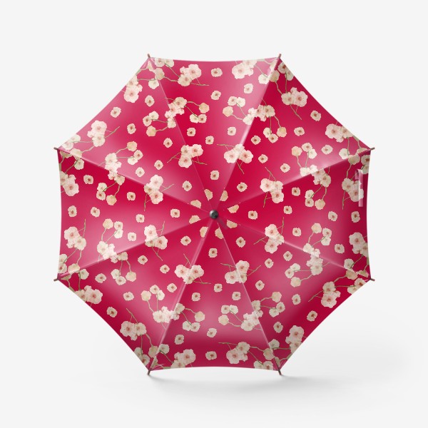 Зонт «Паттерн цветение сакуры на красном»