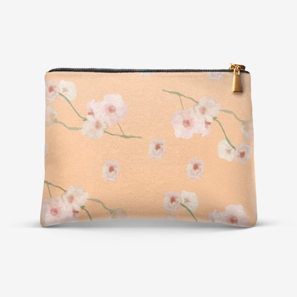 Косметичка «Паттерн цветущая сакура на персиковом »