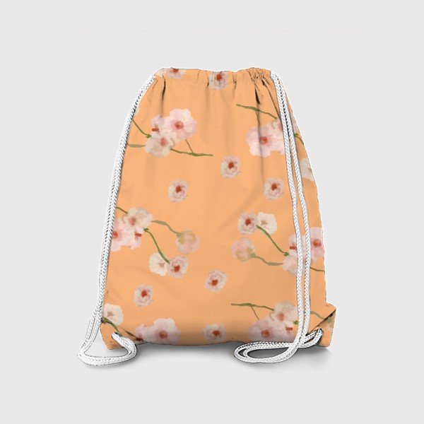 Рюкзак «Паттерн цветущая сакура на персиковом »
