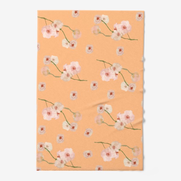 Полотенце «Паттерн цветущая сакура на персиковом »