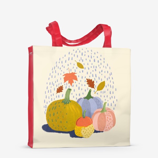 Сумка-шоппер «Тыквы, осенние листья и дождь»