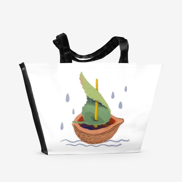 Пляжная сумка «Кораблик из ореховой скорлупки и листика»