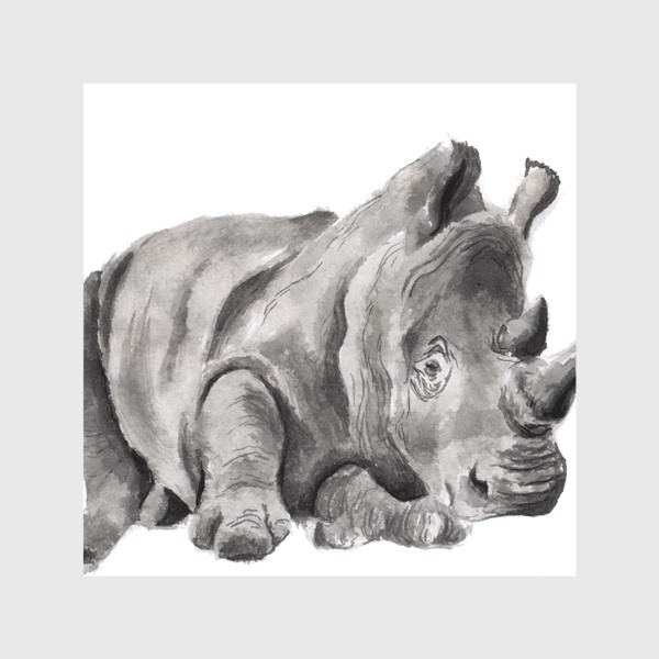 Скатерть «Огромный носорог лежит отдых»