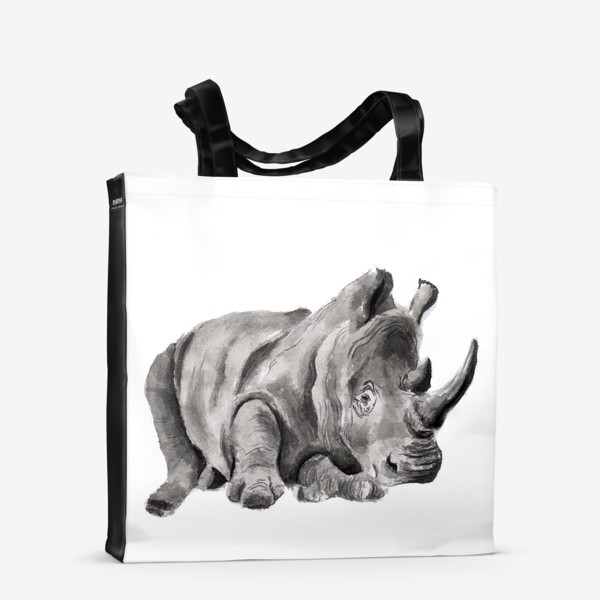 Сумка-шоппер &laquo;Огромный носорог лежит отдых&raquo;