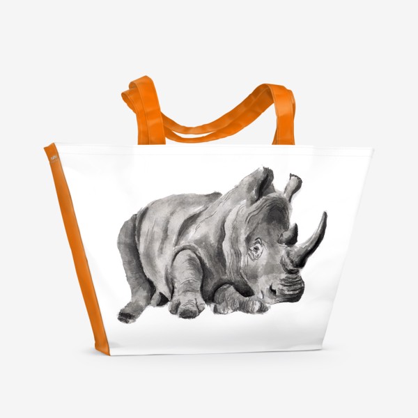 Пляжная сумка «Огромный носорог лежит отдых»