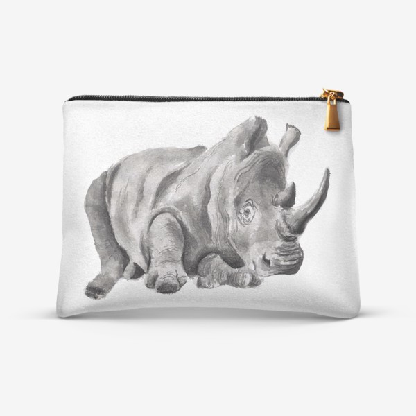 Косметичка «Огромный носорог лежит отдых»
