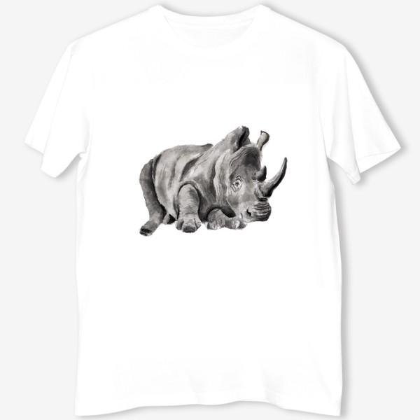 Футболка «Огромный носорог лежит отдых»