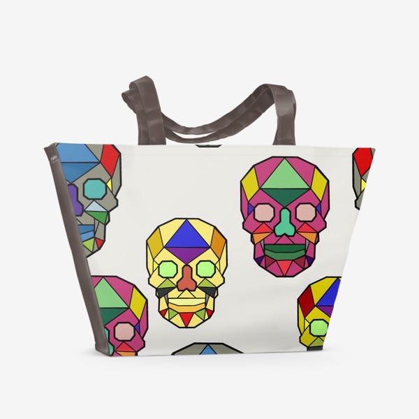 Пляжная сумка «паттерн цветные черепа »