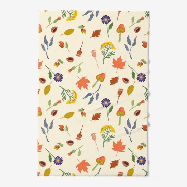 Полотенце &laquo;Осенние листья, цветы, грибы, желуди, орехи&raquo;