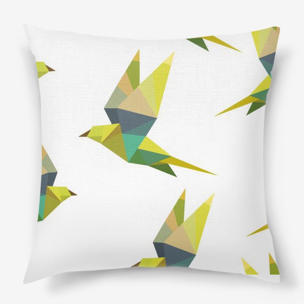 Подушка «паттерн  геометрические птицы »