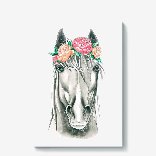 Холст «"Лошади и цветы. Пион"»