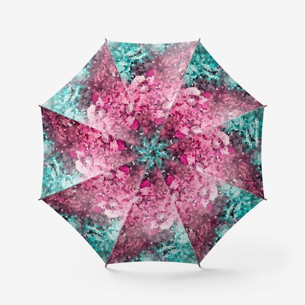 Зонт «Мозаика Абстракция красный, бирюза и розовый»