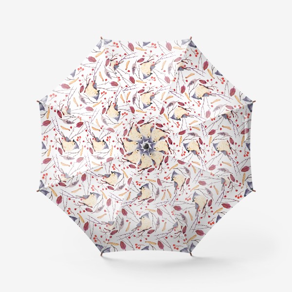 Зонт «Осенняя  хохлатая синица»