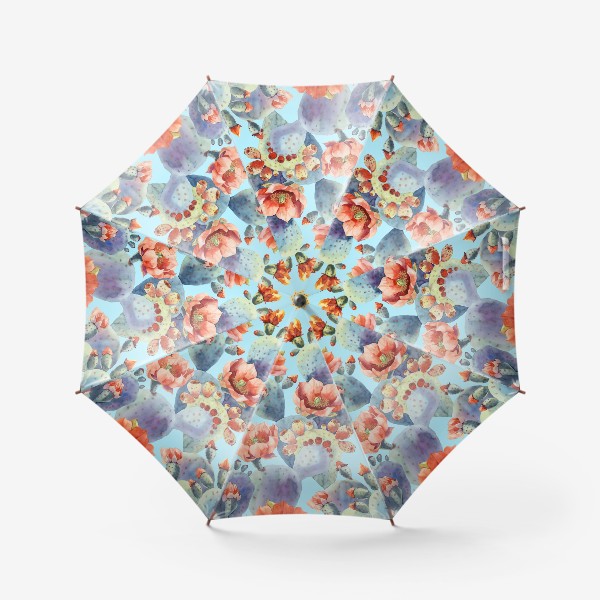 Зонт «Цветущие кактусы на голубом фоне»
