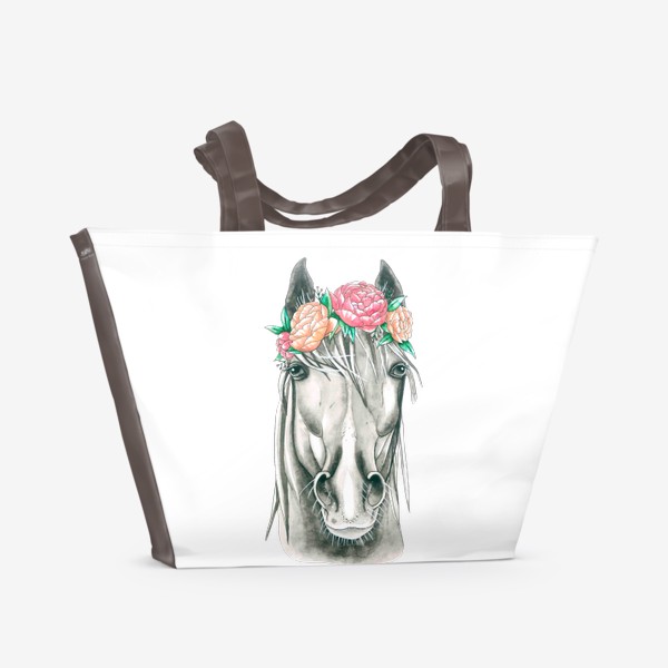 Пляжная сумка «"Лошади и цветы. Пион"»