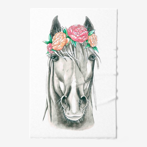 Полотенце «"Лошади и цветы. Пион"»