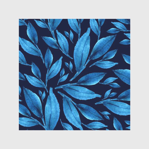Скатерть «Синие листья на черном фоне»
