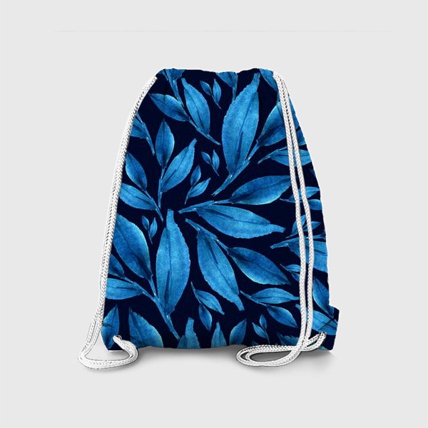 Рюкзак «Синие листья на черном фоне»