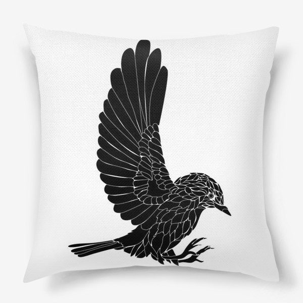 Подушка «графическая птица »