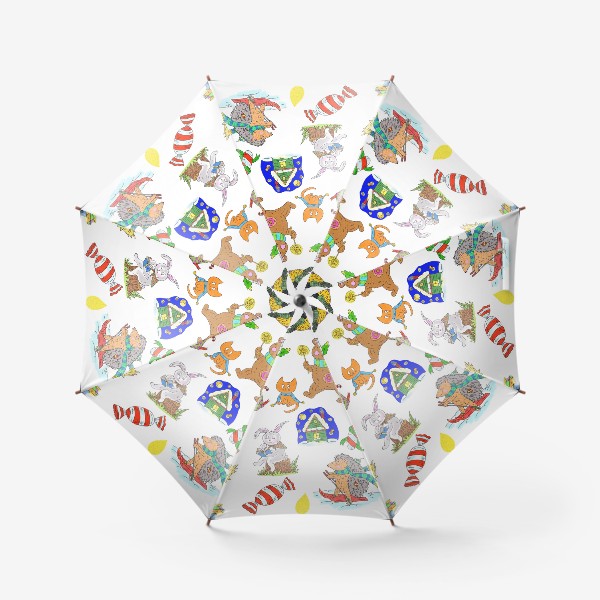 Зонт «Новый год и милые зверята»