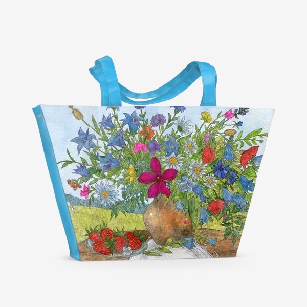 Пляжная сумка &laquo;Большой букет полевых цветов&raquo;