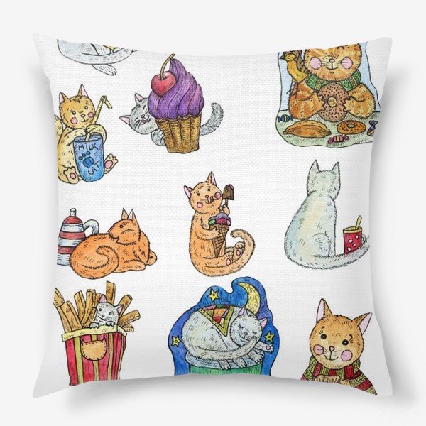 Подушка «Милые коты и сладости»