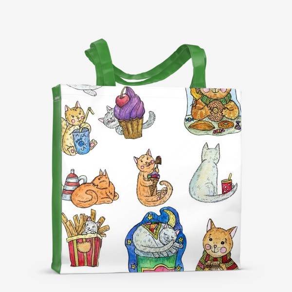 Сумка-шоппер «Милые коты и сладости»