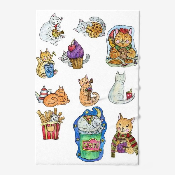 Полотенце «Милые коты и сладости»