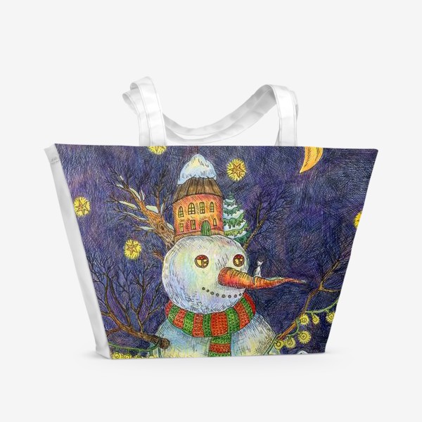 Пляжная сумка «Большой веселый снеговик»