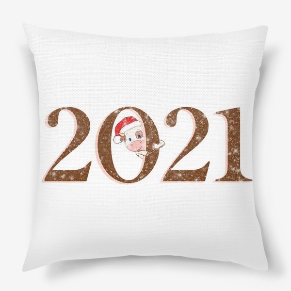 Подушка «2021 Год Быка. Новогодний принт»