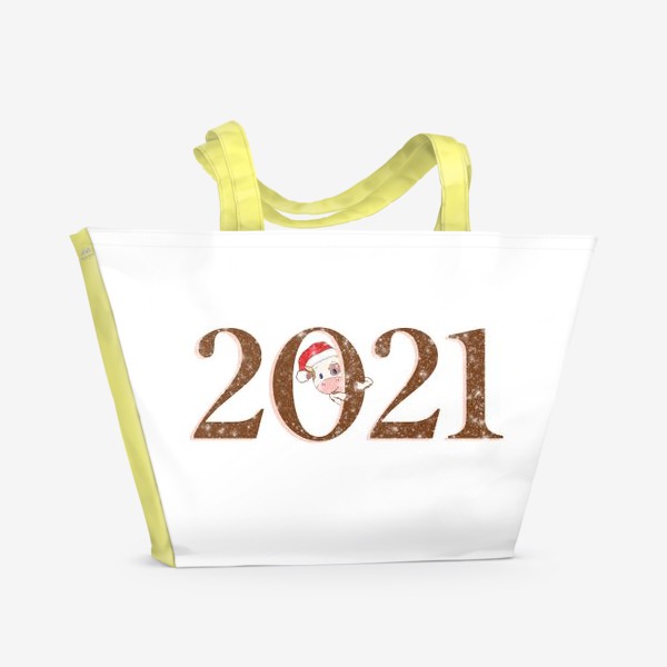 Пляжная сумка «2021 Год Быка. Новогодний принт»