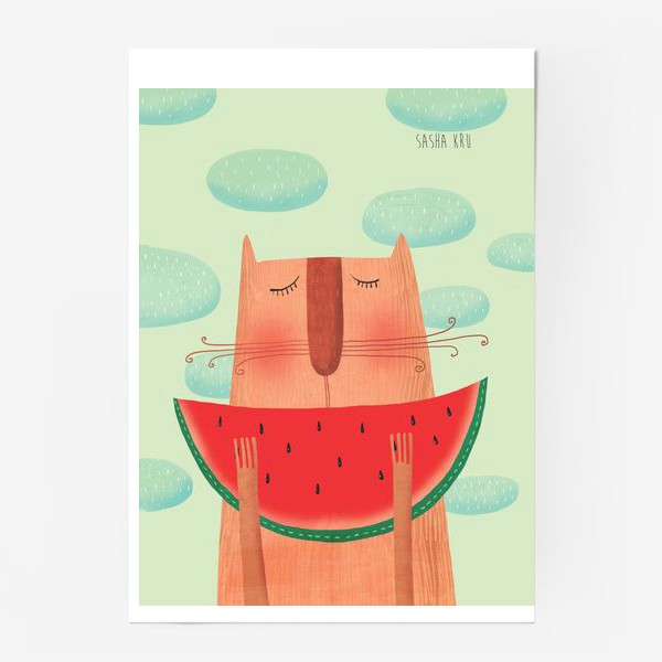 Постер «Кот с арбузом»