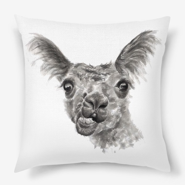 Подушка «Смешная и странная лама портрет животного»