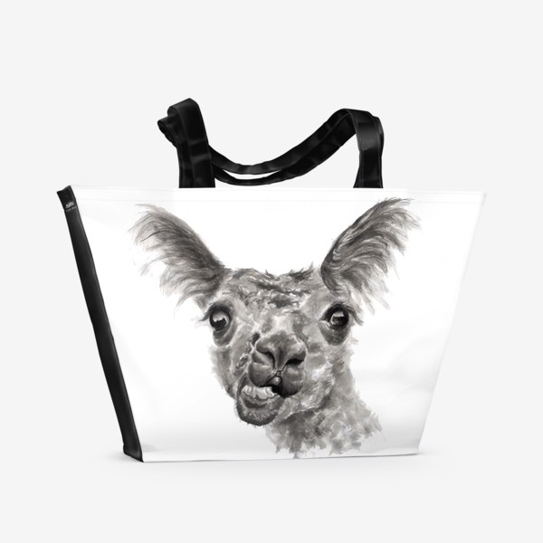 Пляжная сумка &laquo;Смешная и странная лама портрет животного&raquo;