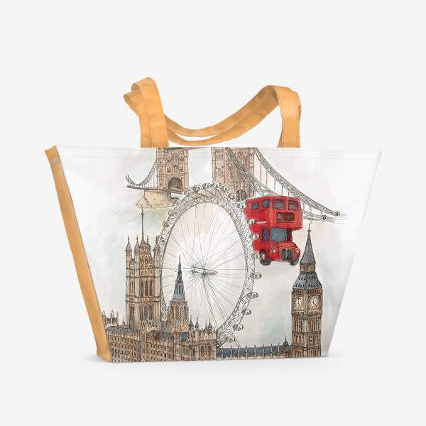 Пляжная сумка «Лондон. Цветной коллаж»