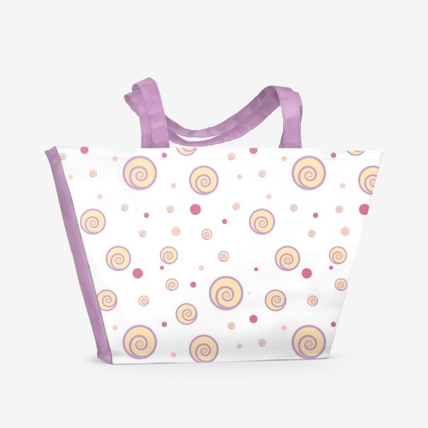 Пляжная сумка «Colorful funny pattern with spirals and dots as cakes and confetti.»