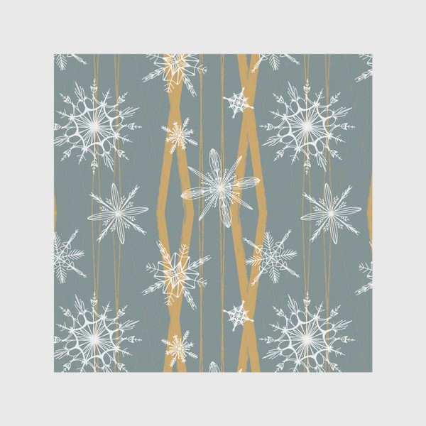 Скатерть «Уютный новогодний паттерн геометрия и снежинки на мятном бирюзовом»