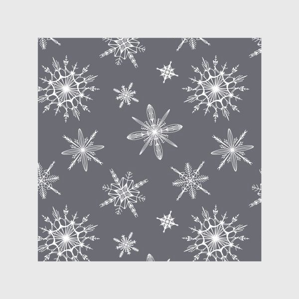 Скатерть &laquo;Уютный новогодний паттерн снежинки на сером скандинавия&raquo;
