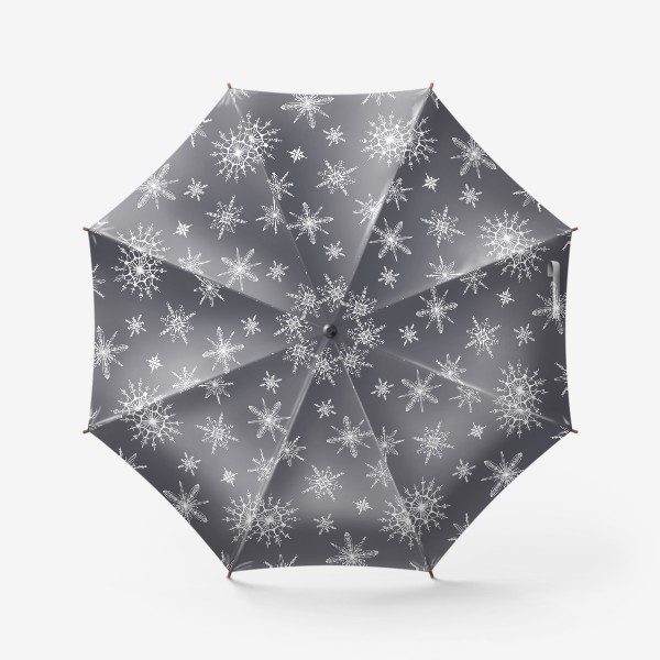 Зонт «Уютный новогодний паттерн снежинки на сером скандинавия»