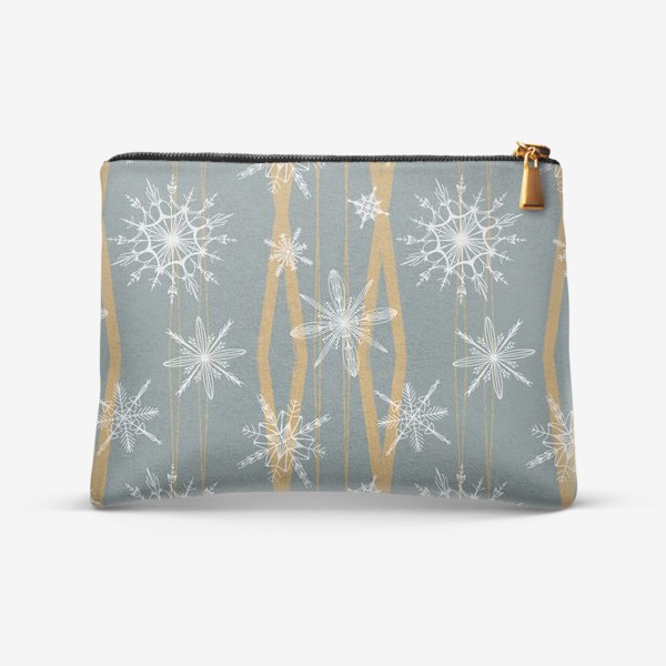 Косметичка «Уютный новогодний паттерн геометрия и снежинки на мятном бирюзовом»